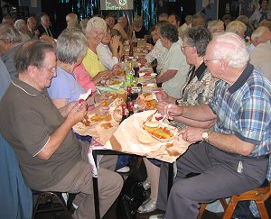 he food arrived and everyone tucked it, street party style