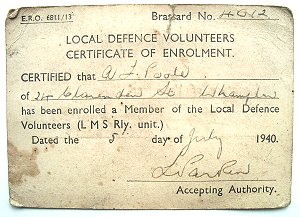  membership card of the Wolverhampton LMS unit.  