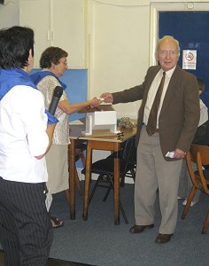 Megan with Barbara Presland, while George Phillpot 