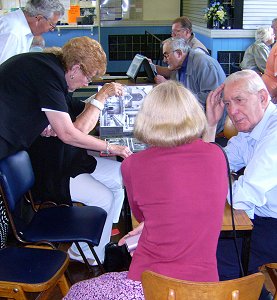 everyone settled down to inspect the displays, 