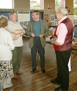 Ron Davies, chatting with Jimmy Hill and Reg Aston.