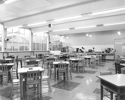 Inside rebuilt canteen